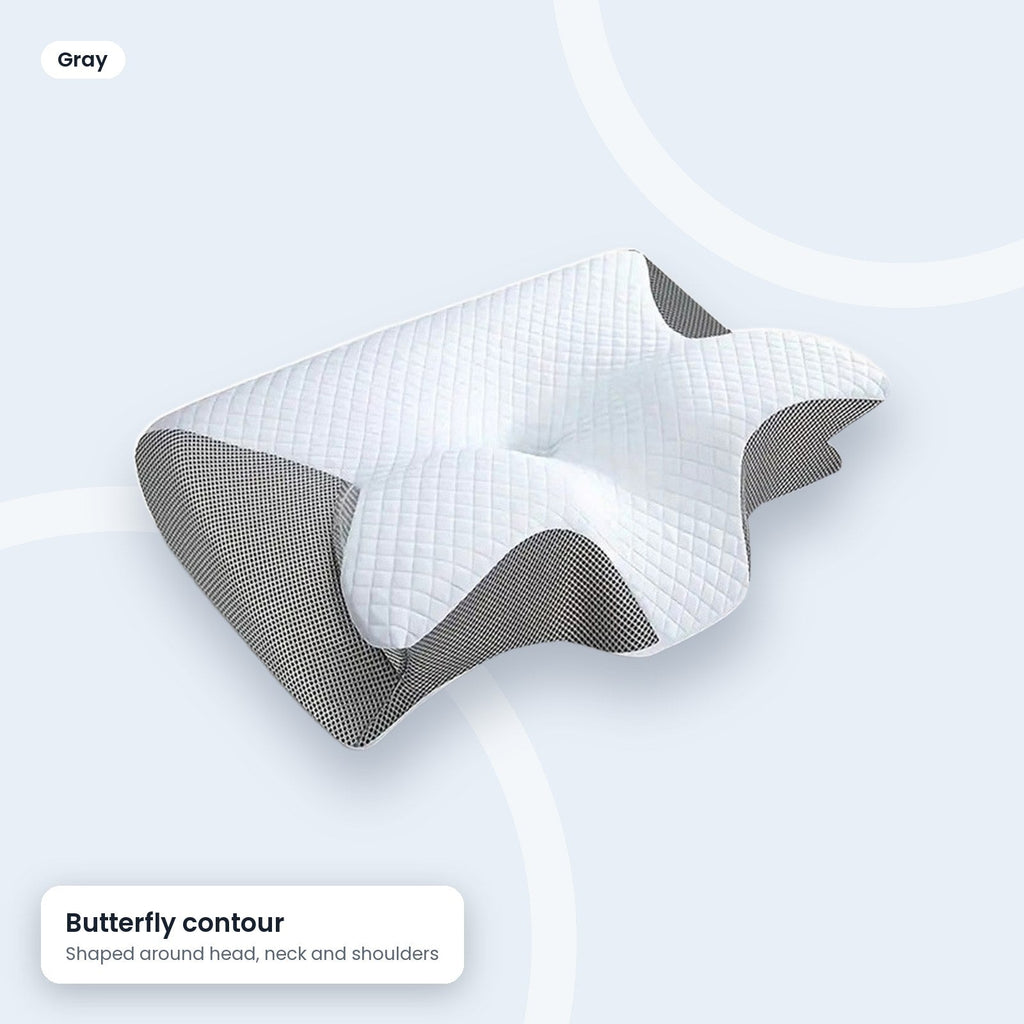 Butterfly contour shaped around head, neck and shoulders