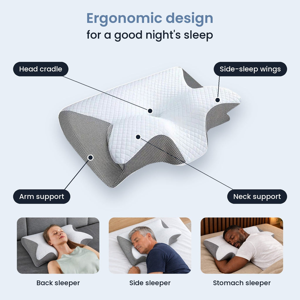 Support zones for head, neck, arms and side sleeping